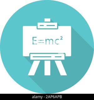 Modern physics turquoise flat design long shadow glyph icon. Theory of relativity and quantum mechanics. Up-to-date physics and learning. Einstein for Stock Vector