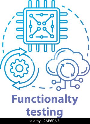 Functionality testing concept icon. Black-box testing idea thin line illustration. Setting up system for working with network services. Vector isolate Stock Vector