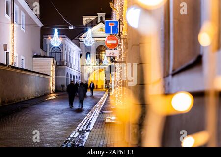 The Gate of Dawn in Vilnius Christmas time Stock Photo