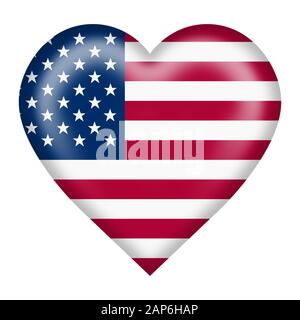 A United States flag heart button isolated on white with clipping path Stock Photo