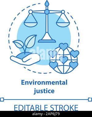 Environmental justice concept icon. Equitable attitude towards earth idea thin line illustration. Taking care of nature. Sustainable living. Vector is Stock Vector