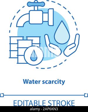 Water scarcity concept icon. Lack of clean drinking pure water idea thin line illustration. Resources management and rational consumption. Vector isol Stock Vector