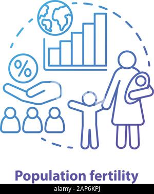 Population fertility concept icon. Birthrate idea thin line illustration in blue. Birth control in different countries. Planned parenthood. People gro Stock Vector