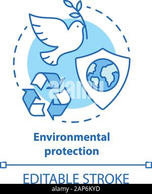 Environmental protection concept icon. Nature care idea thin line illustration. Earth day. Keeping natural resources and wild life untouchable. Vector Stock Vector