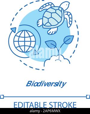 Biodiversity concept icon. Natural ecosystem protection idea thin line illustration. Wild life and marine habitants conservation. Nature saving. Vecto Stock Vector