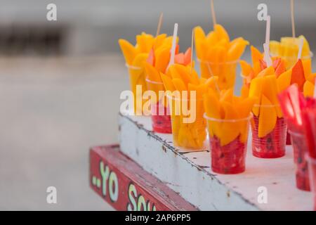 Fresh Mango on a fruit stall Cartagena Colombia Stock Photo