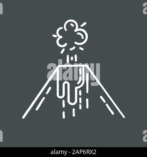 Volcanic eruption linear icon. Geothermal power. Active volcano ...