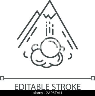 Avalanche linear icon. Sudden snowslide. Unexpected landslip. Glacier displacement. Natural disaster. Thin line illustration. Contour symbol. Vector i Stock Vector