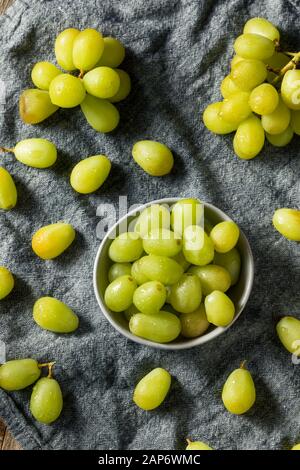 Organic Raw Green Grapes in a Bowl Stock Photo