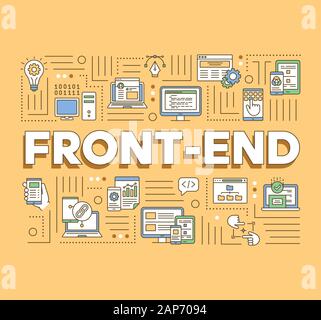 Front-end word concepts banner. Web applications programming. User interface development. Presentation, website. Isolated lettering typography idea wi Stock Vector