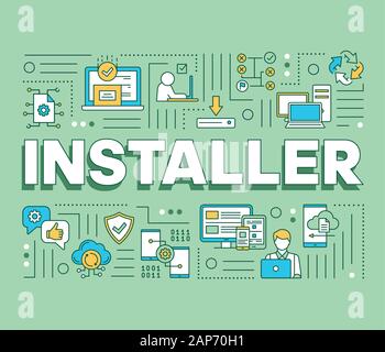 Installer word concepts banner. API. Installation, maintenance, and removal of software. Presentation, website. Isolated lettering typography idea wit Stock Vector