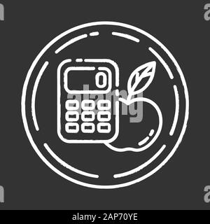 Calorie free chalk icon. Low calories snacks for weight loss. Product free ingredient. Organic food. Nutritious fruits. Healthy eating, dietary. Balan Stock Vector