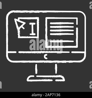 Website localization, DTP services chalk icon. Text editing, mistake correction. Document page layout. Graphic processing. Website localization. Isola Stock Vector