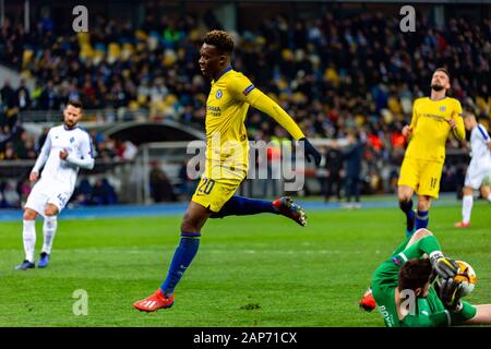 Kiev - Mar 14, 2019: Callum Hudson-Odoi 20. Dynamo Kyiv - Chelsea London. UEFA Europe League. NSC Olympiyskiy stadium Stock Photo