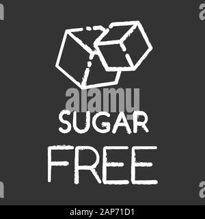 Sugar free chalk icon. Organic food without added sweetener. Product free ingredient. Nutritious dietary, healthy eating. Diabetes prevention. Isolate Stock Vector