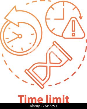 Time limit red gradient concept icon. Game timer idea thin line illustration. Different clock types. Stopwatch, hourglass. Time management. Vector iso Stock Vector