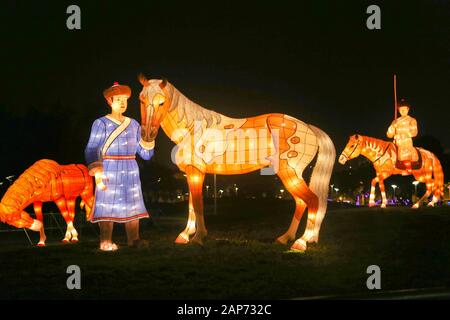 The Lantern Festival is an annual celebration to end the Chinese New Year celebrations on the first full moon day. Families celebrate with dinner. Stock Photo