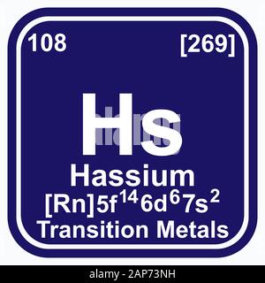 Hassium Periodic Table of the Elements Vector illustration eps 10 Stock Vector