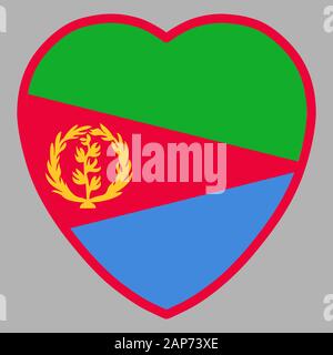 Eritrea Flag In Heart Shape Vector Stock Vector