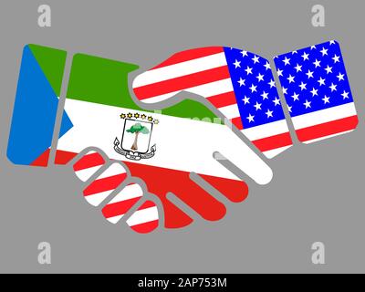 Equatorial Guinea and USA flags Handshake vector Stock Vector
