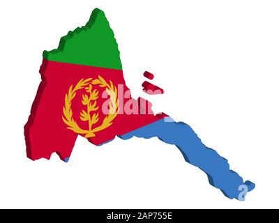 Eritrea Map flag Vector 3D illustration eps 10 Stock Vector