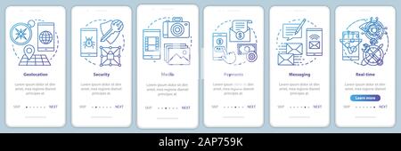 Software development onboarding mobile app page screen vector template. Application programming. Walkthrough website steps with linear illustrations. Stock Vector