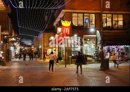 Downtown Jerusalem by night Stock Photo