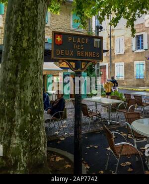 Place de deux rennes, Rennes-les-Bains, France Stock Photo