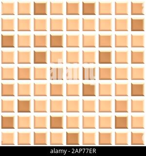 Seamless texture of beige ceramic tiles. 3D repeating pattern of square mosaic wall Stock Photo