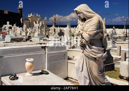 The historic and famous Santa Maria Magdalena de Pazzis Cemetery is a popular tourist attraction located in the city of San Juan, in Puerto Rico Stock Photo