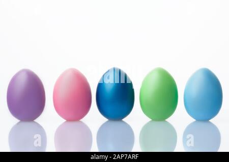 Easter eggs isolated on white background. Happy easter concept. Soft focus. Stock Photo