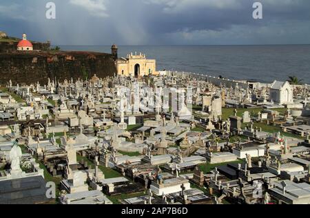 The historic and famous Santa Maria Magdalena de Pazzis Cemetery is a popular tourist attraction located in the city of San Juan, in Puerto Rico Stock Photo
