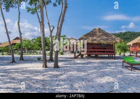 Beach Bungalow at Koh Rong island, Cambodia Stock Photo