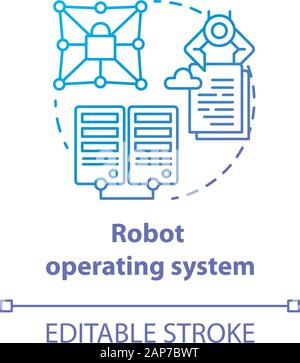 Robot operating system blue gradient concept icon. Robotics secured software idea thin line illustration. Information technologies and programming. Ve Stock Vector