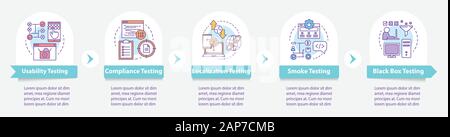 Software usability test vector infographic template. Business presentation design elements. Data visualization with five steps and options. Process ti Stock Vector
