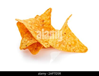 Tortilla Chips Isolated on White Background Stock Photo
