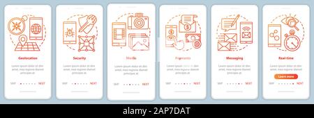 Software development onboarding mobile app page screen vector template. Application programming. Walkthrough website steps with linear illustrations. Stock Vector