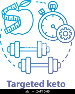Targeted keto blue gradient concept icon. Ketogenic food idea thin line illustration. Diet and workout. Healthy meal and fitness. Sport, healthy lifes Stock Vector