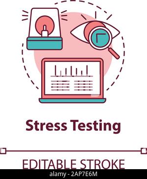 Stress testing concept icon. Software development stage idea thin line illustration. Application stability and reliability verification. IT project. V Stock Vector