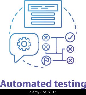 Automated testing concept icon. Software development tools idea thin line illustration. Mobile device programming and coding. Project management and m Stock Vector