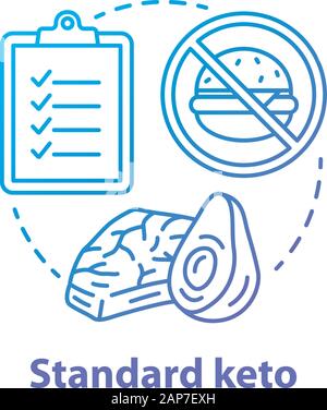 Standart keto blue gradient concept icon. Ketogenic diet idea thin line illustration. Low carb nutrition. Healthy food, meal. Healthcare, lifestyle. V Stock Vector