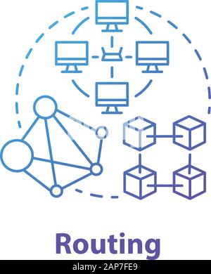Routing concept icon. Software development tools idea thin line illustration. Mobile device programming and coding. Application management and optimiz Stock Vector