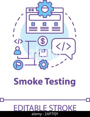 Smoke testing concept icon. Software development stage idea thin line illustration. Build verification testing. Application programming. IT project. V Stock Vector
