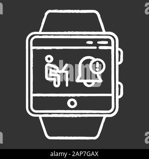 Notifications smartwatch function chalk icon. Fitness wristband capability. Modern device. Synchronization with laptop, computer and other gadgets. Is Stock Vector