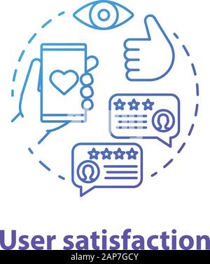 User satisfaction concept icon. App rating. Social media comments and likes. Content sharing idea thin line illustration. Customers positive feedback. Stock Vector