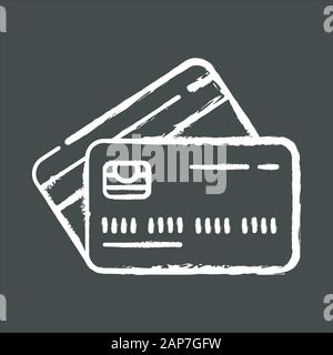 Plastic credit chalk icon. Purchase goods online. Pay without cash. Credit bank accout. Borrow, lend money. Open deposit. Finances, economy. Digital c Stock Vector