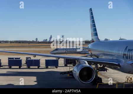 Airplanes at airport, Charlotte, North Carolina USA Stock Photo