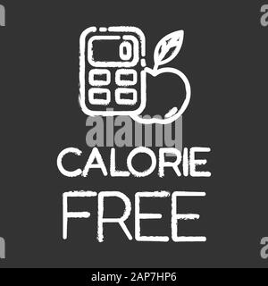 Calorie free chalk icon. Low calories snacks for weight loss. Product free ingredient. Fresh food. Nutritious fruits. Healthy eating, dietary. Balance Stock Vector