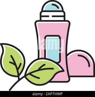 Natural roll-on deodorant color icon. Hypoallergenic antiperspirant. Personal care product. Hygiene. Alluminium-free. Protection from wetness, odor. O Stock Vector
