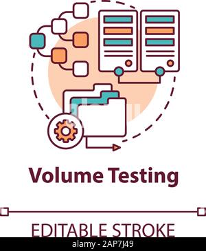 Volume testing concept icon. Software development stage idea thin line illustration. Analyze system perfomance. Data increase. Flood testing. Vector i Stock Vector